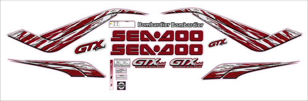 SEADOO GTX 1998 LIMITED Graphics / Decal / Sticker Kit Burgandy