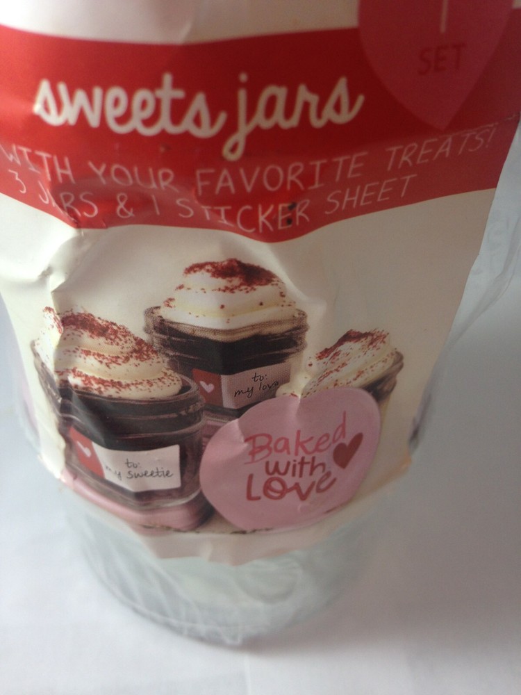Sweets Jars 3 Jars and 1 Sticker Sheet New