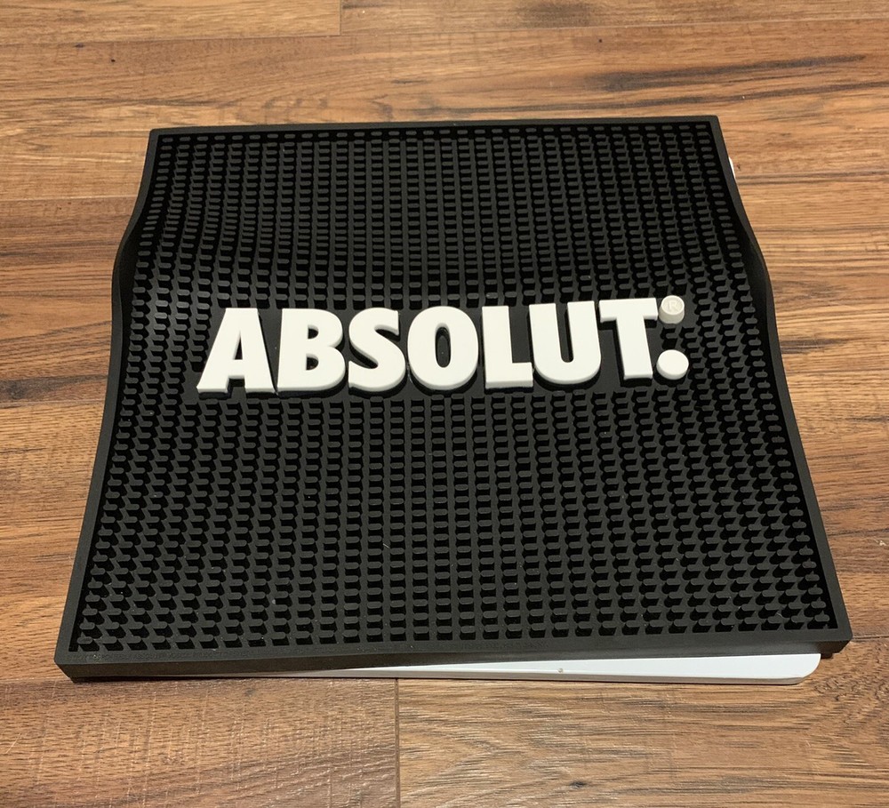 Absolute Vodka Black Rubber Bar Drying Mat Man cave 14" square