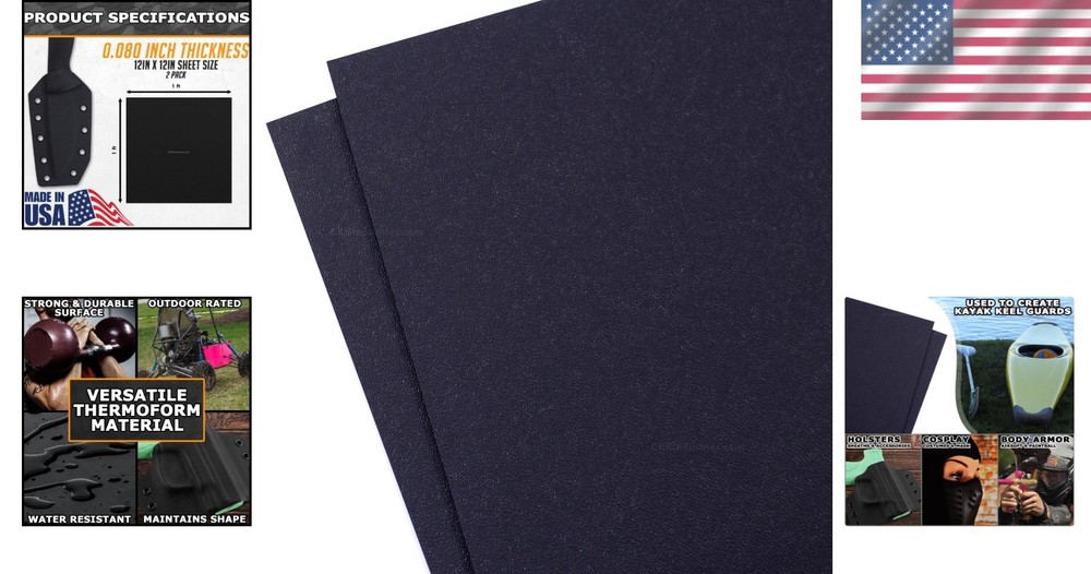 Kydex V Thermoform Sheets - Black P1 Texture, 2 Pack for Custom Projects