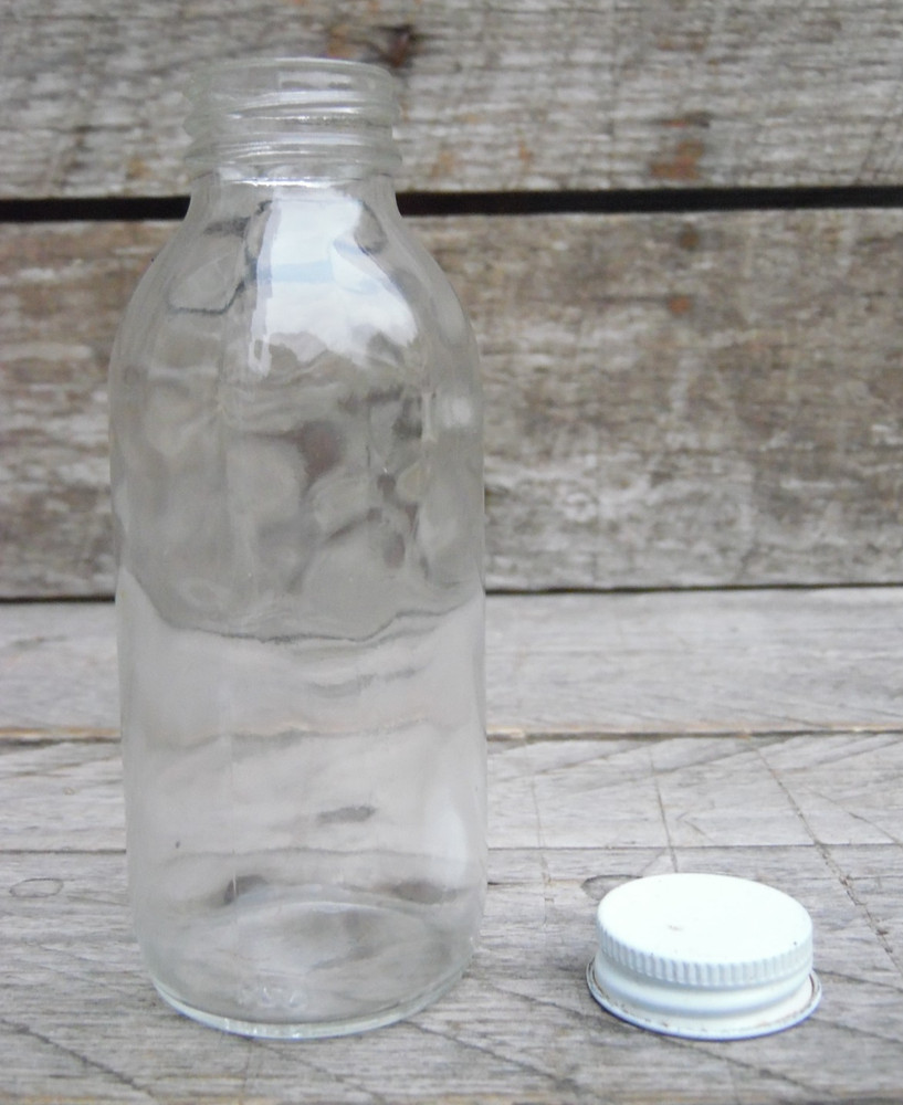 Vintage Original Small Clear Glass Screw Top Bottle