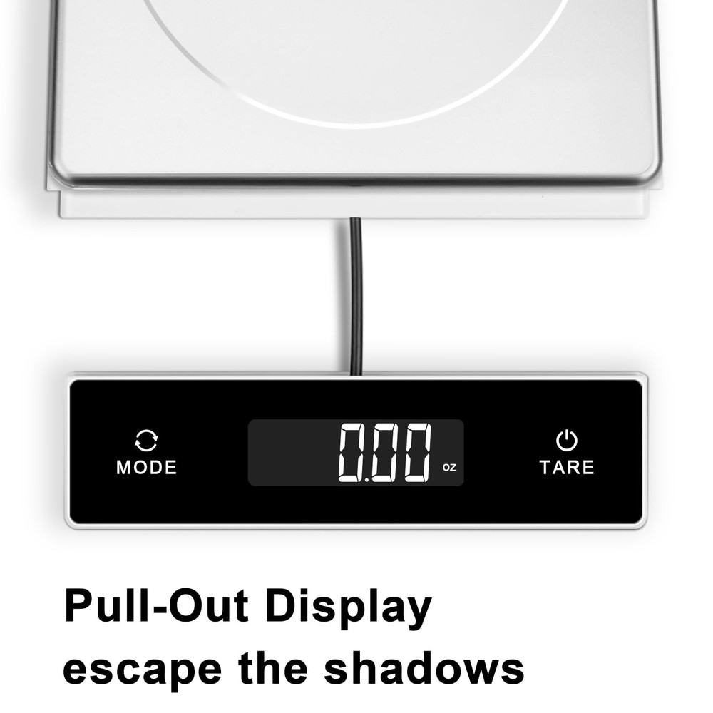Digital Kitchen Scale, 11-Pound Stainless Steel Food Scale with Pull-Out Display