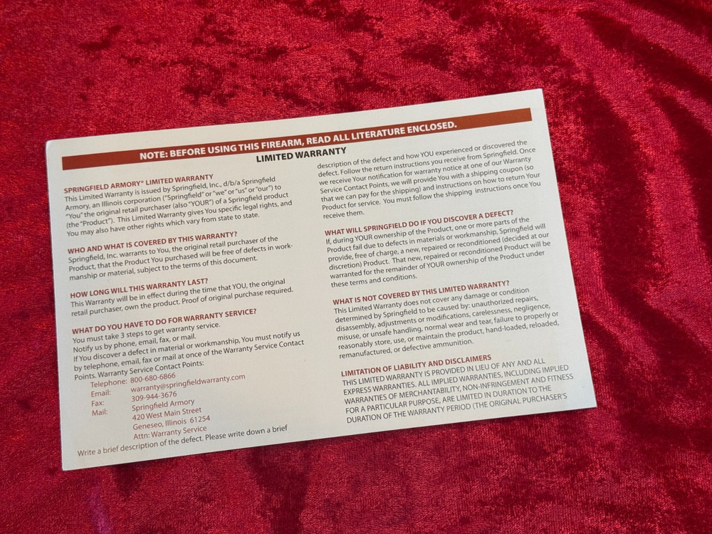 O75 - Original Springfield Model XDS Semi-Automatic Owner's Manual Oct 2013
