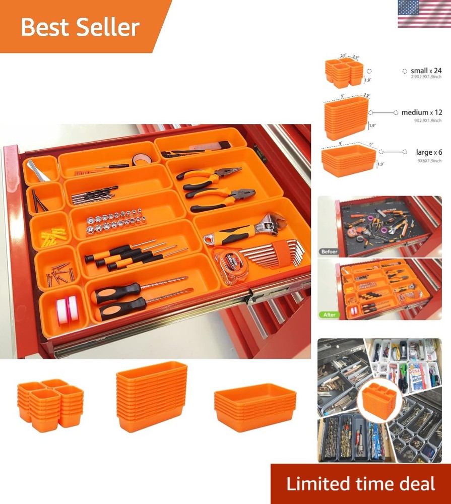 Durable 42-Compartment Tool Tray Set - Perfect for Workbenches and DIY Projects