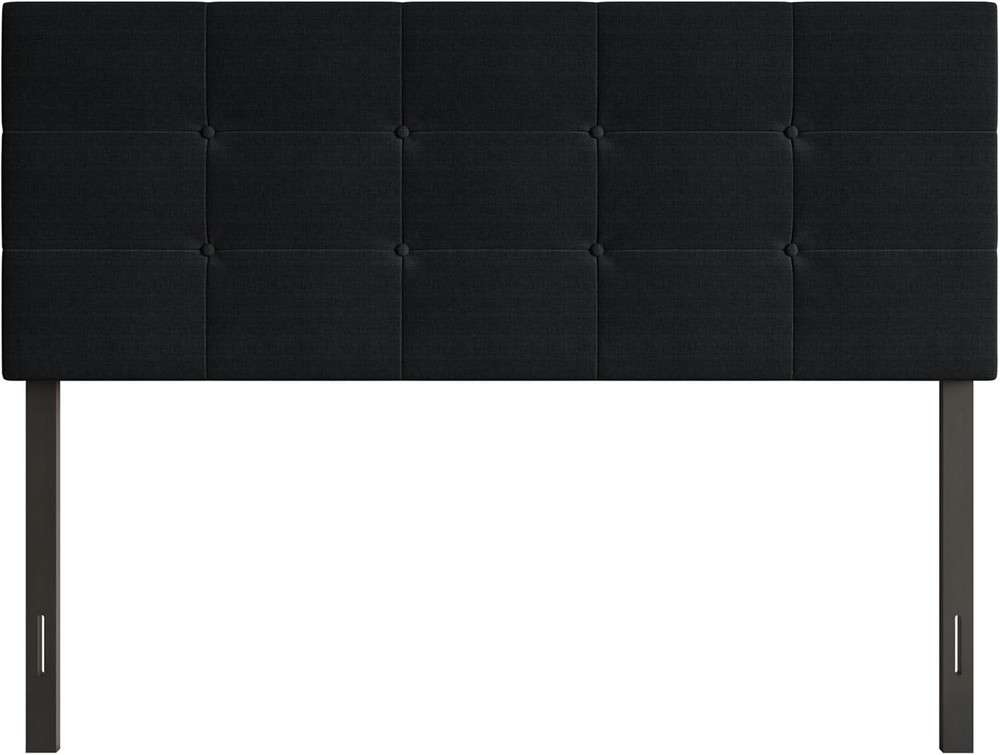 Dillon Full Tufted Upholstered Headboard with Adjustable Height - Black
