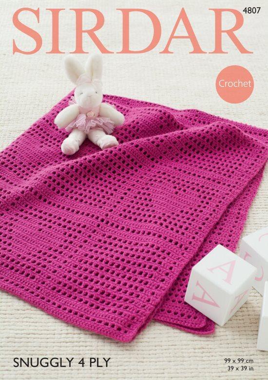 Sirdar Crochet Pattern - Snuggly 4 Ply, Blanket 4807