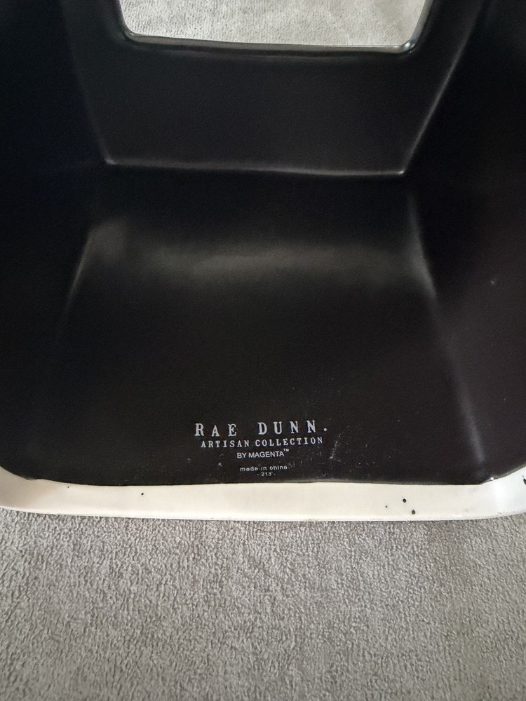 Rae Dunn- Black Ceramic Terrie Holder Box. 6” X 6”