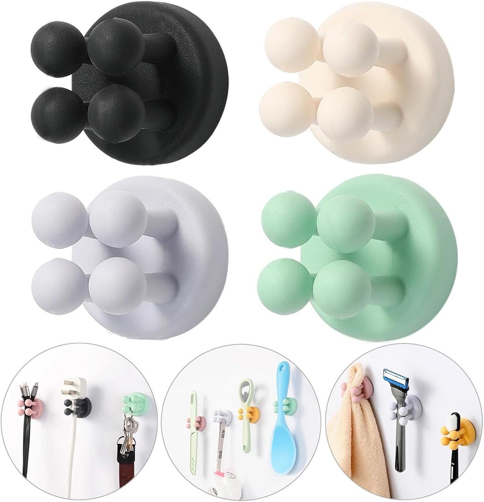 Multi-Function Silicone Toothbrush Holders - Easy Install Waterproof Wall Hooks