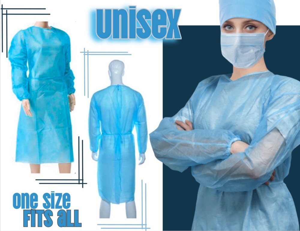 Disposable Isolation Gowns - Blue - Pack Of 100