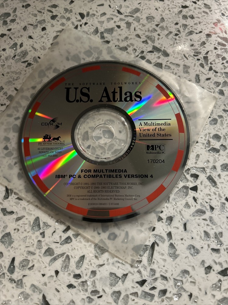 The Software Toolworks U.S. Atlas Disc CD-ROM IBM PC Version 4