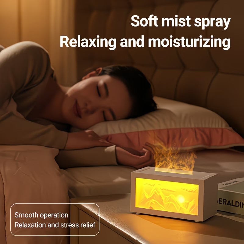 W&O Fireplace Scent Air Diffuser 3-Color LED, Auto Shut-Off Night Light