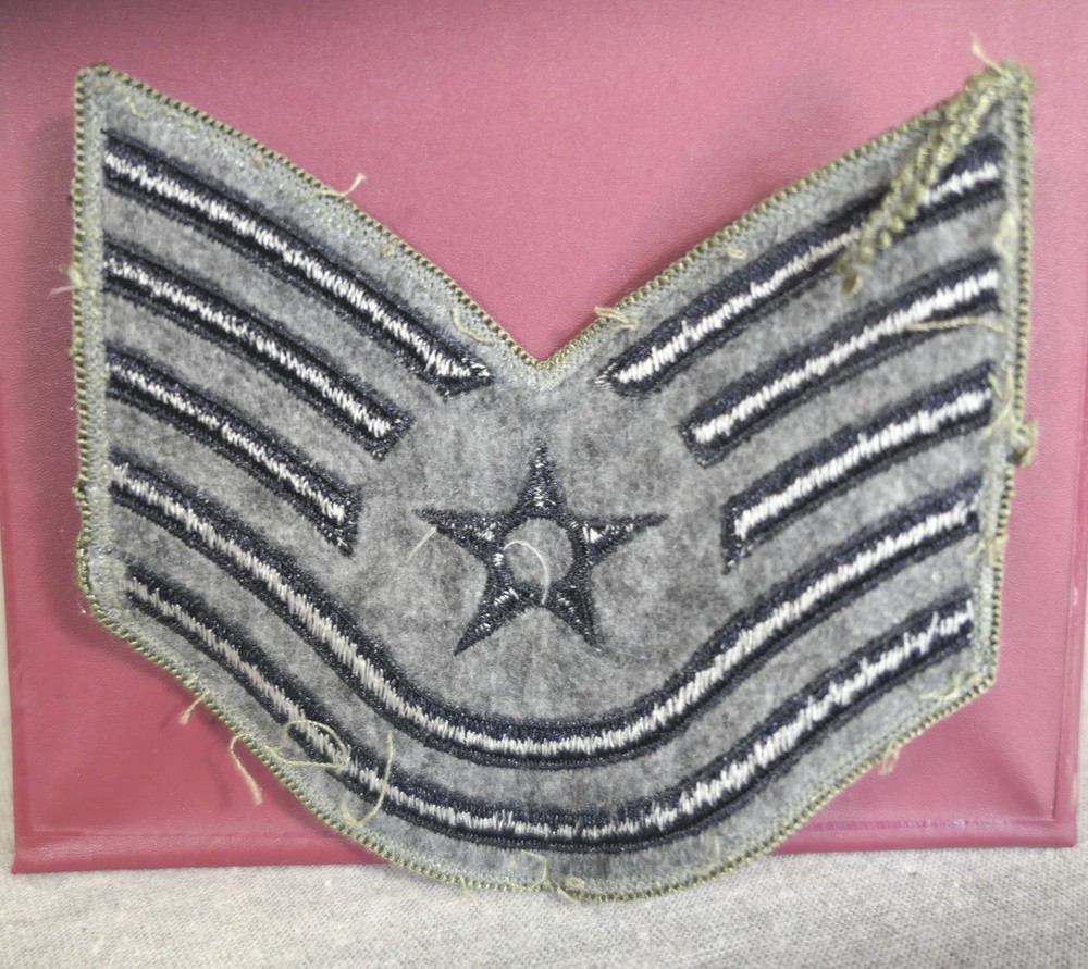 Blue Grey USA Air Force Military E-6 Technical Sergeant Chevron Insignia Patch