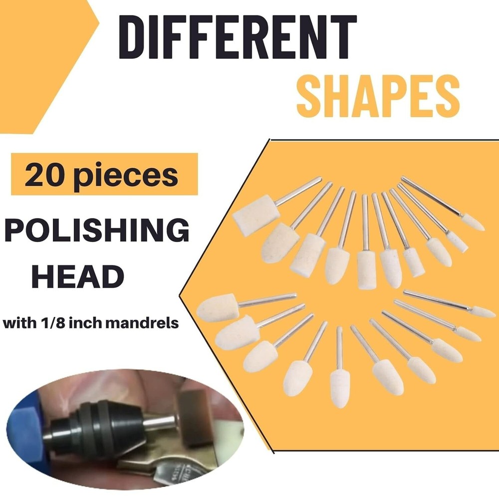 Dremel Tool Polishers - 100PCS Variety Pack with 1/8" Shank for All Projects