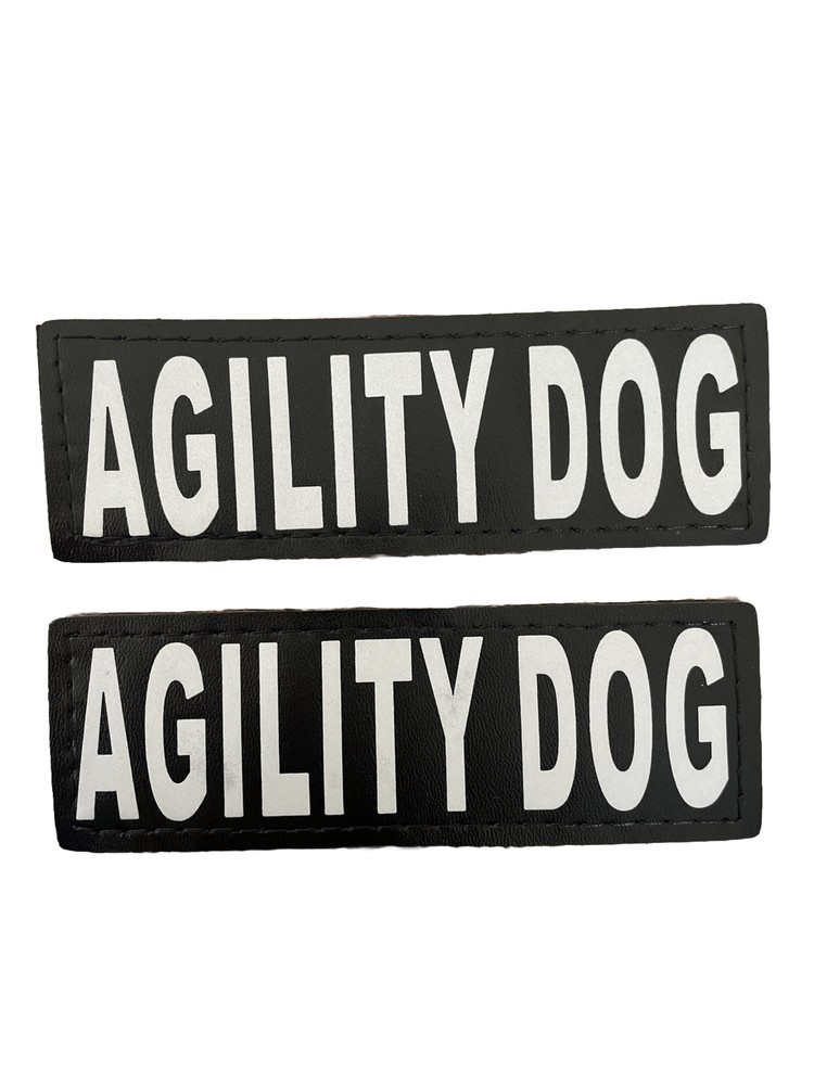 2 x Agility Dog Patch For Dog Harness Reflective Letters Hook & Loop 1.5" x 4"