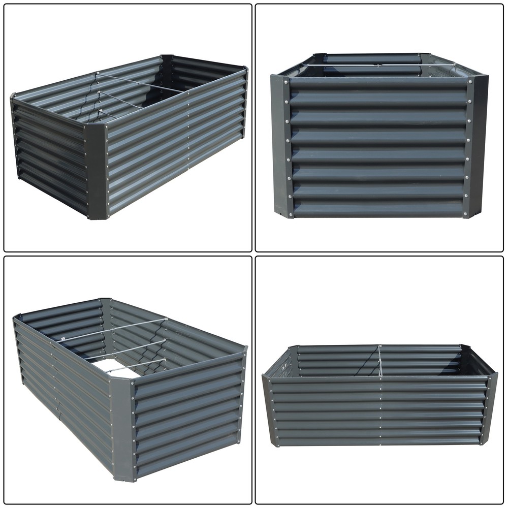 6x3x2 Ft Galvanized Garden Bed Elevated Raised Planter Boxes for Outdoor