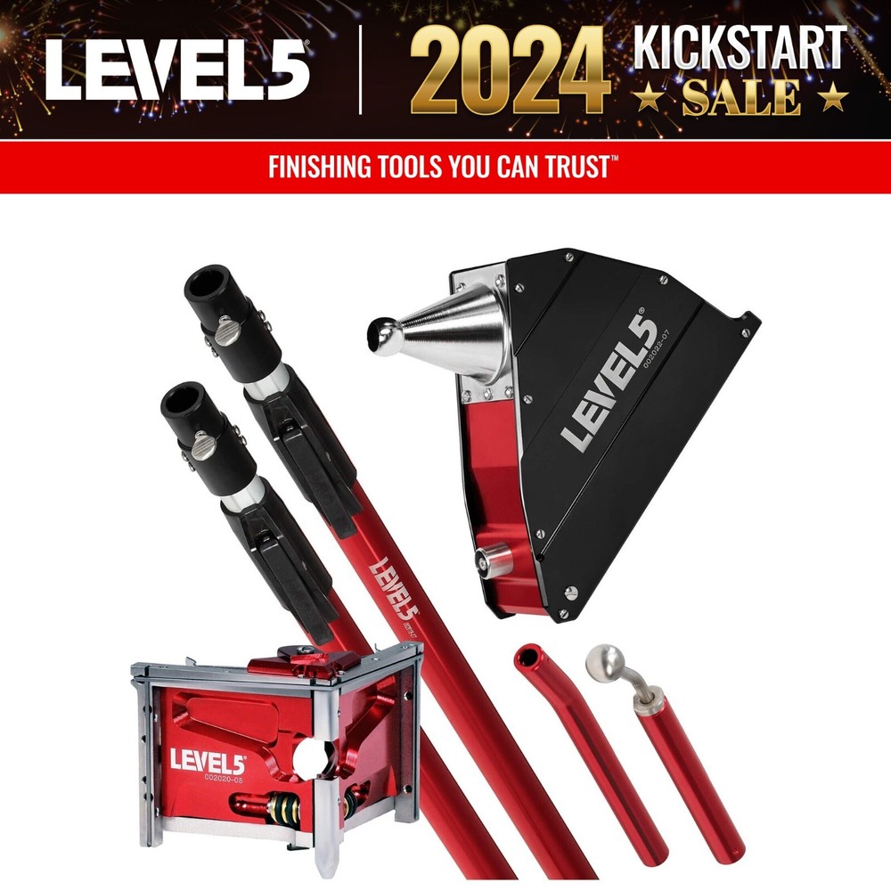 LEVEL5 Drywall 8" Corner Applicator Box + Ext. Handle & 3" Corner Finisher 4-513