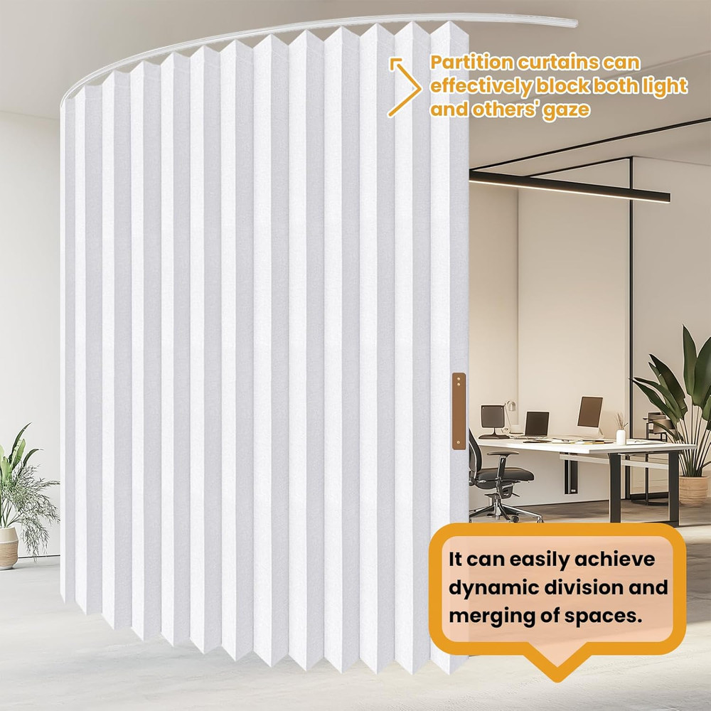 Hanging Accordion Room Divider with Track System - Ceiling-Mounted Partition Cur