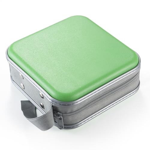 CD Case Hard Plastic DVD Case Portable Zipper CD Holder 48 Capacity Green