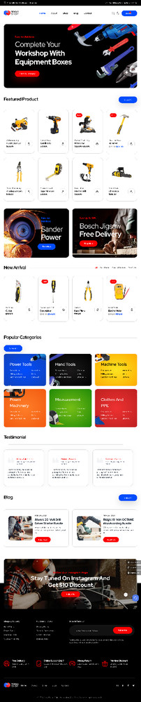 Tool Store Website Design with Free VPS Web Hosting and Installation