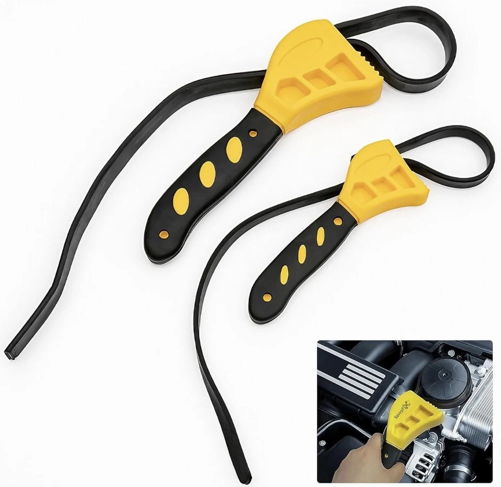 2-Pack Adjustable Rubber Strap Wrench Set – 25.20" & 20.48" Heavy-Duty Strap ...