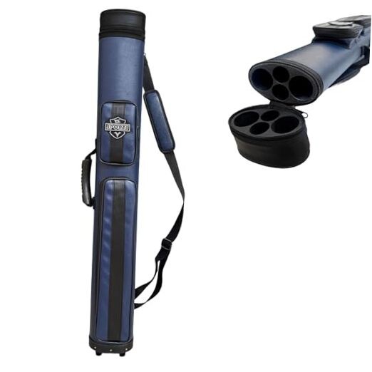 2×2 Oval Hard-Shell Pool Cue Case Premium Waterproof Leather X01-BlackBlue