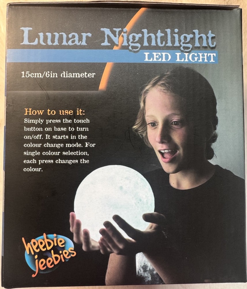 Heebie Jeebies Moon Lunar Night Light LED Light Touch Sensitive Color Change New