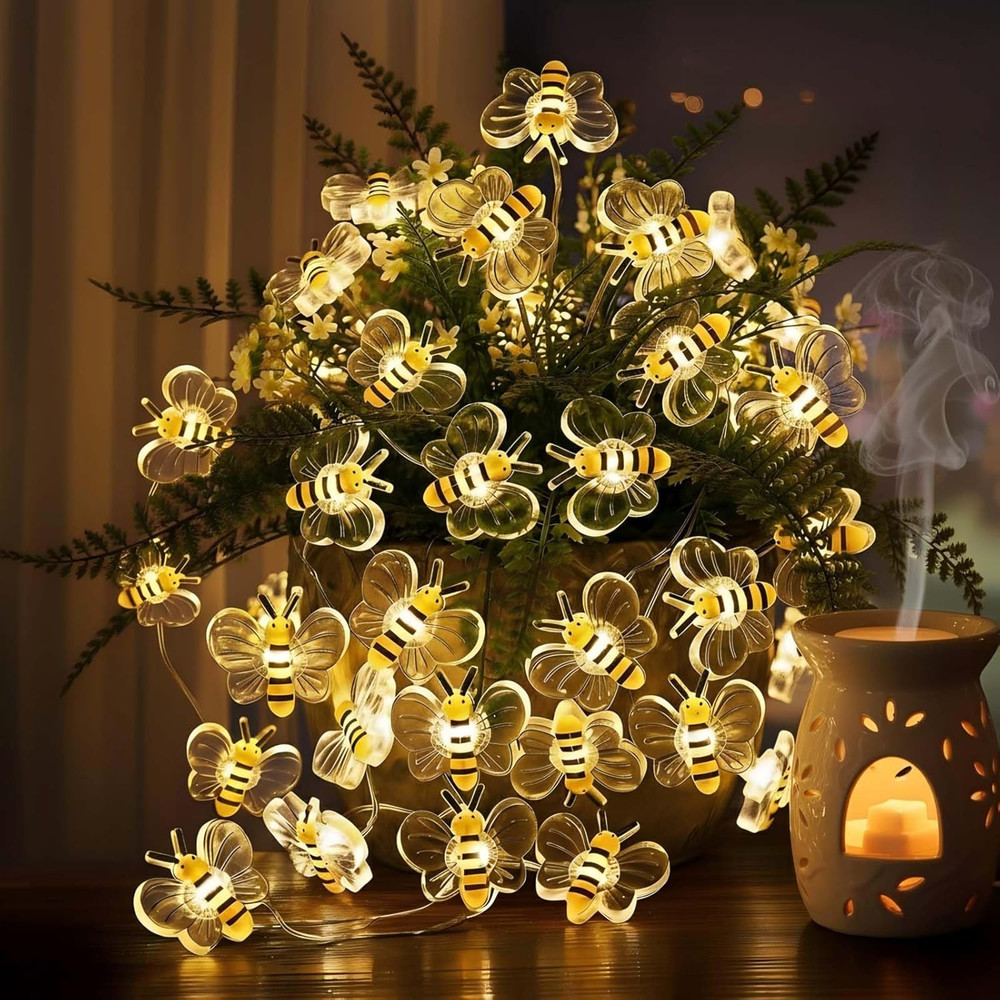 Bee Decor String Lights 10Ft String Light with 30Pcs Honeybee Shaped Led Bulb Ba