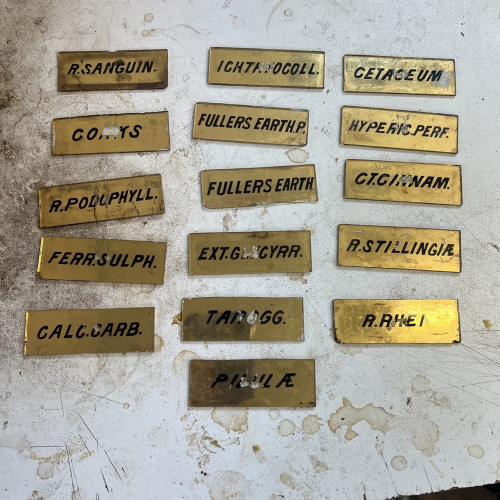 19thC Glass Apothecary Labels