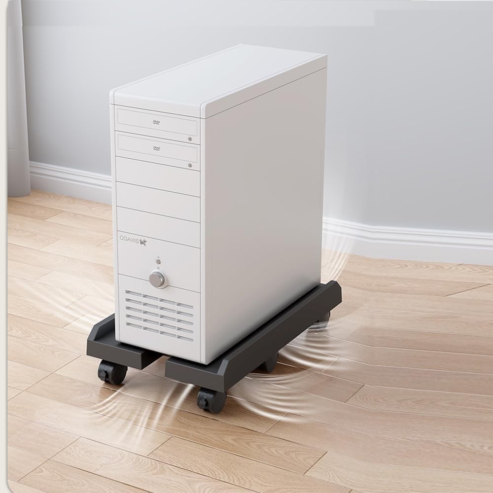 Adjustable Mobile CPU Stand, Ventilated Computer Tower Stand PC Black