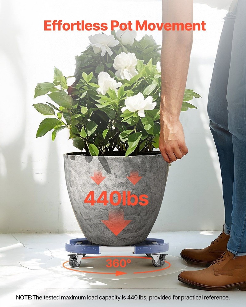 400lb Capacity 15-22.8in Adjustable Round Bin Dolly Heavy Duty Plastic
