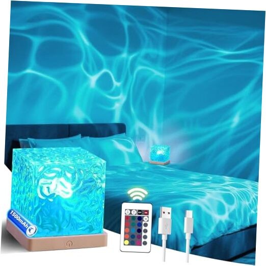Lights Projector Rechargeable, Touch Cube Color Changing Light with Ocean Wave