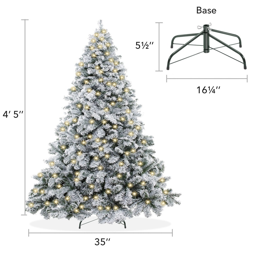 OPEN BOX - 4.5FT Pre-Lit Snow-Flocked Pine Artificial Holiday Christmas Tree