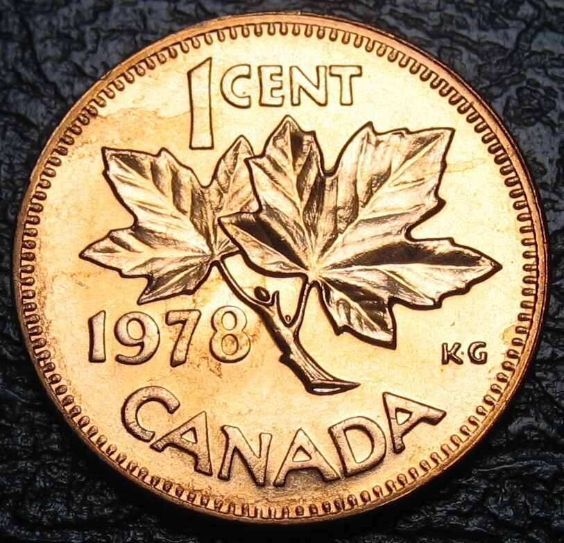 Canada 1978 1-cent Uncirculated ( From a new roll ) " High 8 " Type