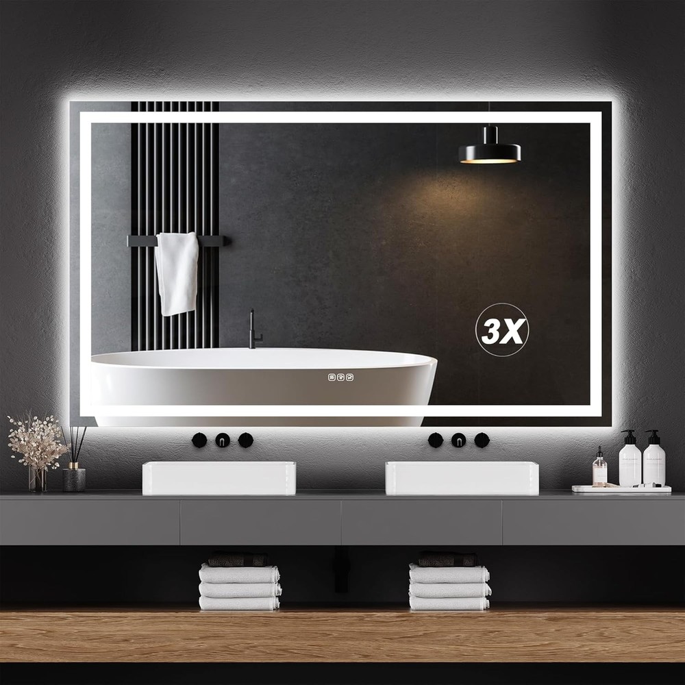 60"x36" LED Bathroom Vanity Mirror with Dimmable Dual Front & Back Lights