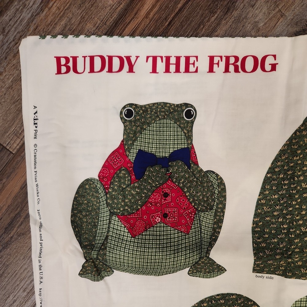 Buddy The Frog Cranston Fabric Cut & Sew Panel Stuffed Animal 2 panel makes 2