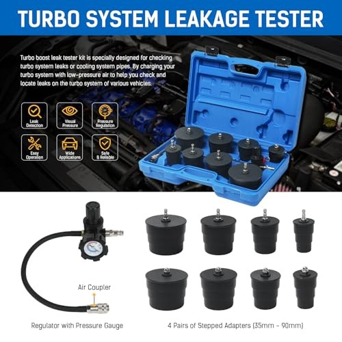 Turbo System Leakage Tester Kit, Turbo System Leak Detection with 8 Pcs Step