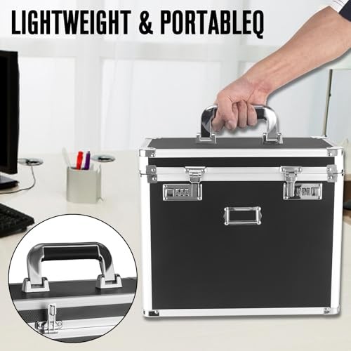 File Organizer Storage Box, Portable Locking Storage Totes - Storage Box with