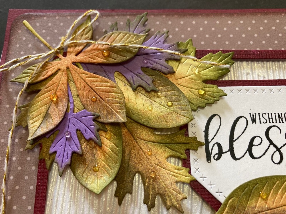 Thanksgiving - "Blessings" Leaves - handmade card By DEE