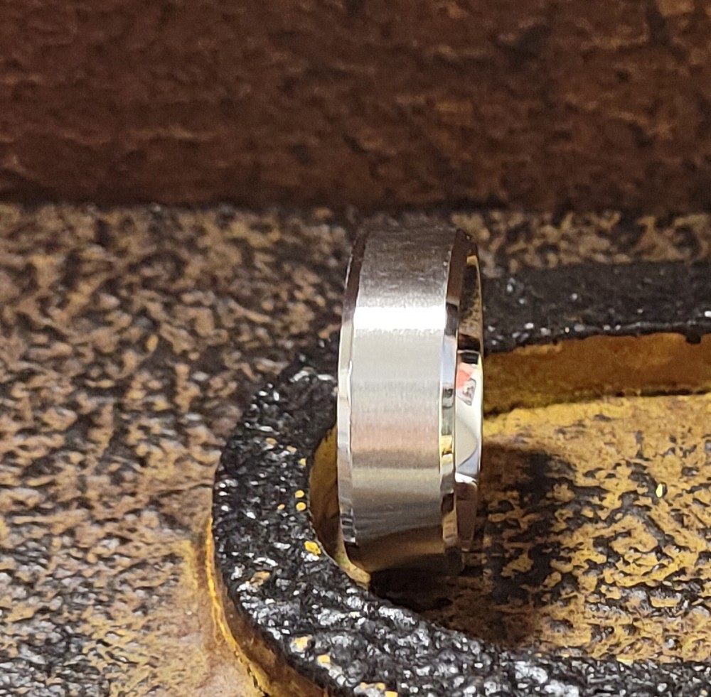 Personalized Engraved Men's Silver Wedding Ring Band - Engraved Handwriting Ring