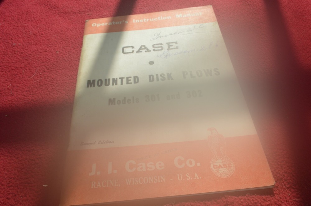 Case Tractor 301 302 Disc Plow Operator's Manual AMIL15