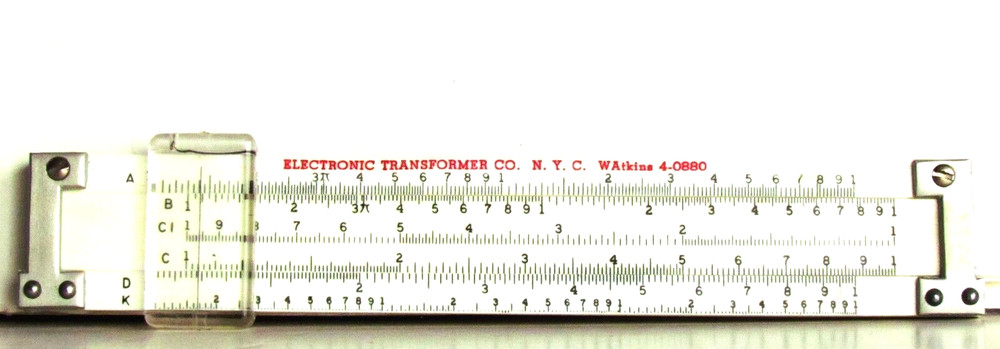 Slide Rule, Leather Case, 9 Scales, Electronic Transformers Co.