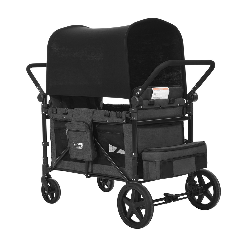 VEVOR Wagon Stroller 4 Kids Push Pull Quad Collapsible Stroller 330LBS Capacity
