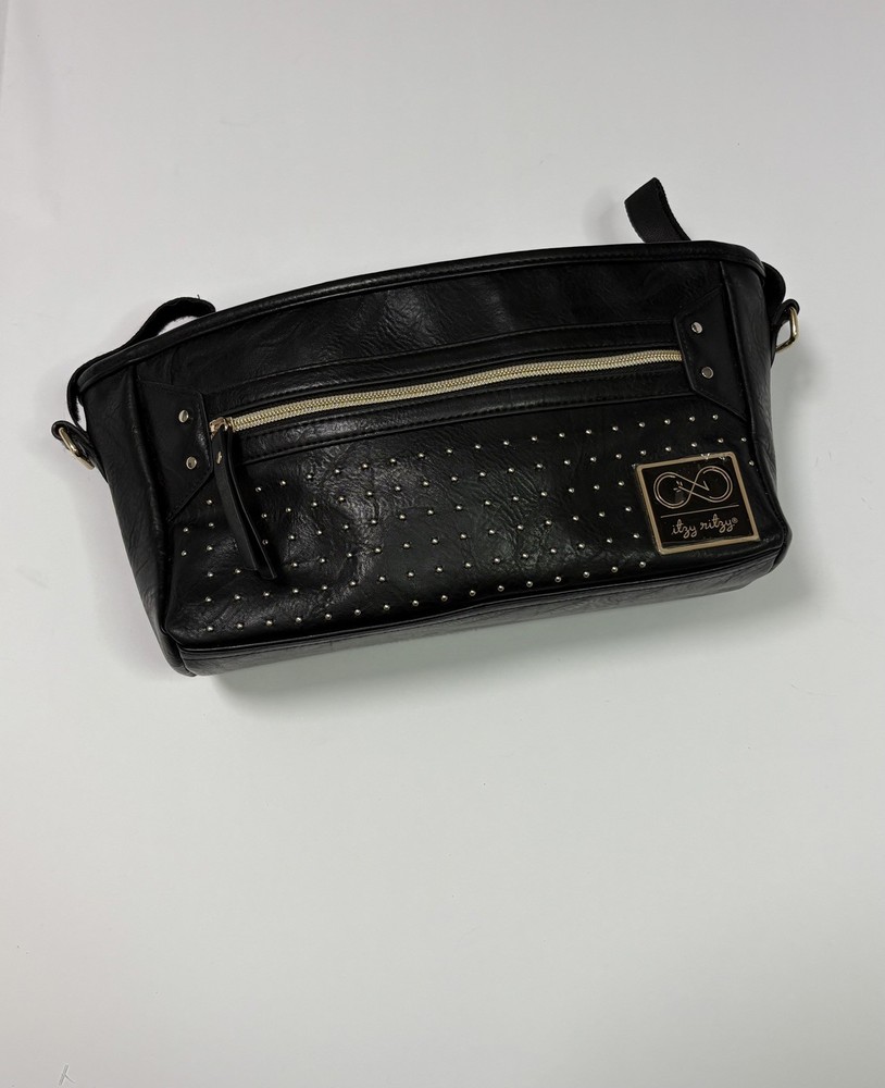 Chelsea Cole Itzy Ritzy Stroller Caddy Studded Black With Floral Pattern Inside