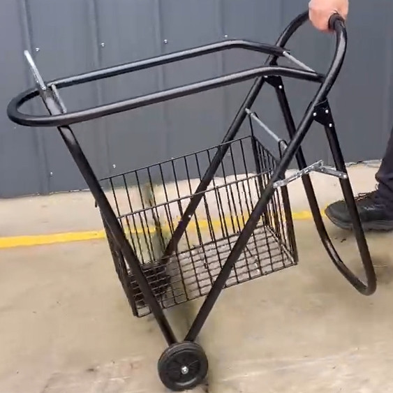 Wheeled saddle rack/trolley with basket
