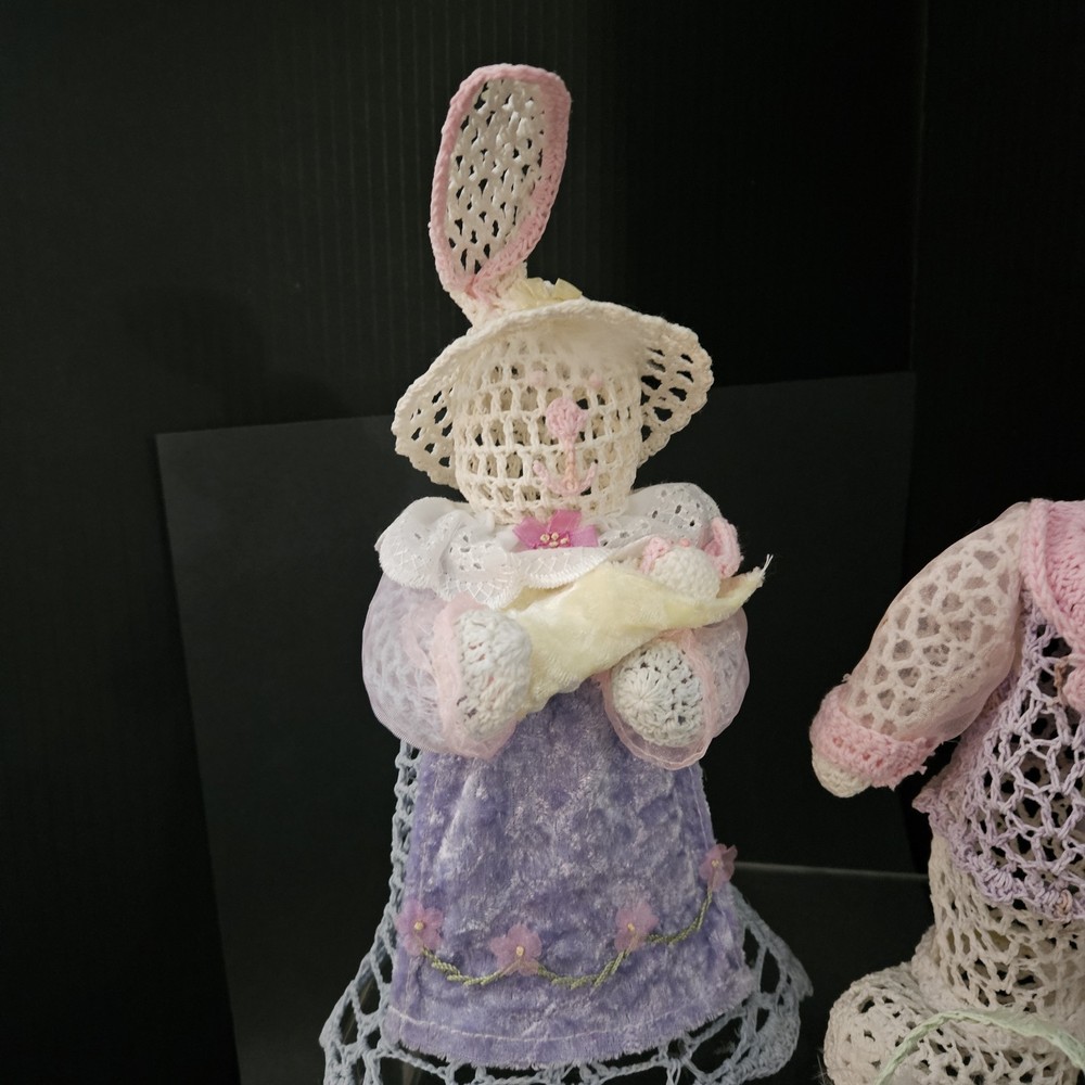 Crochet Easter Bunnies & Basket Of Eggs Spring Needs Repaired