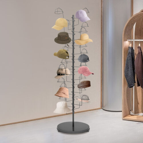 Freestanding Hat Rack Stand, Rolling Hats Display Rack, Hat Display Stand Black