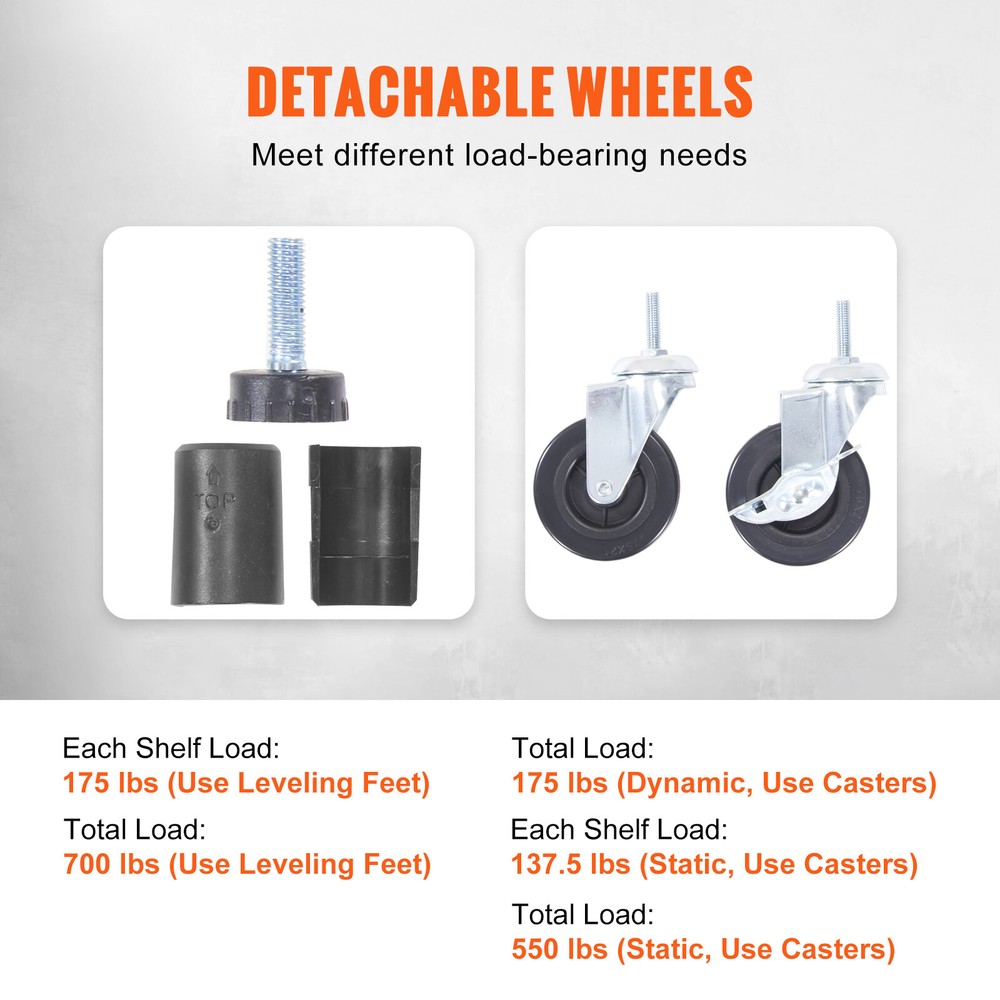 VEVOR Storage Shelving Unit Garage Storage Rack 4-Tier Adjustable 700 lbs Load