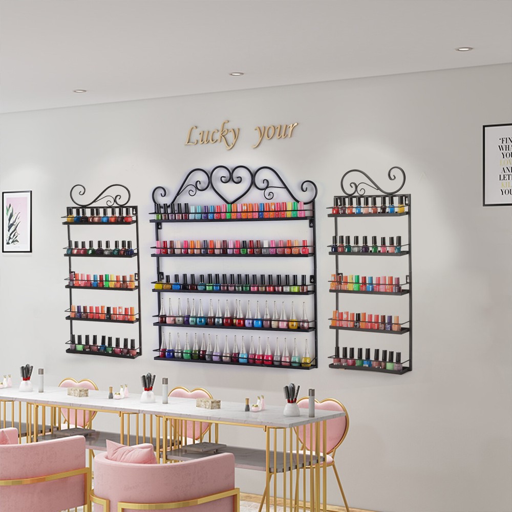 5-layer Convenient Installed Wall-mounted Metal Black Nail Polish Display Rack