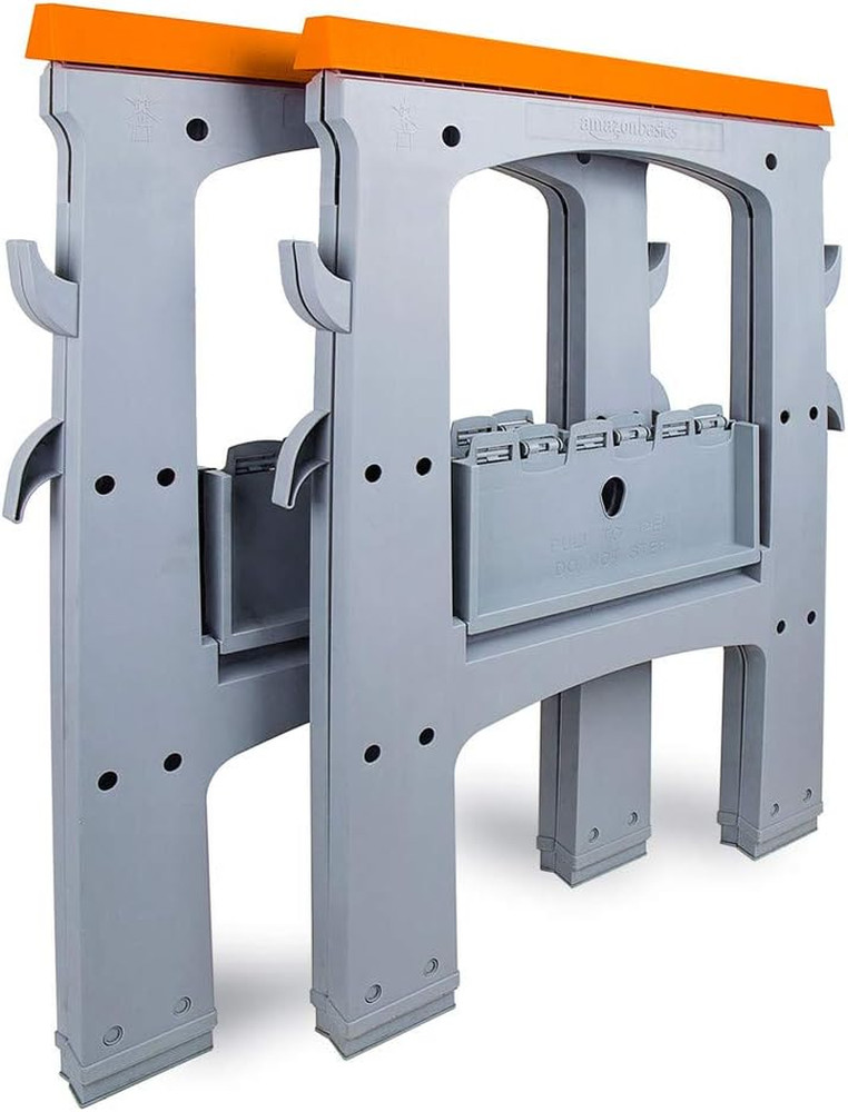 Rectangular Folding Sawhorse, Collapsible, Folds Flat, 900 Pound Capacity, Set o