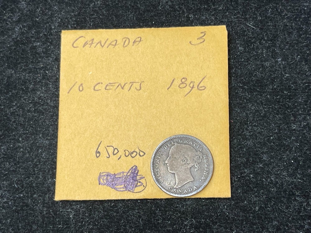 1896 Canada 10 Cents Silver Coin